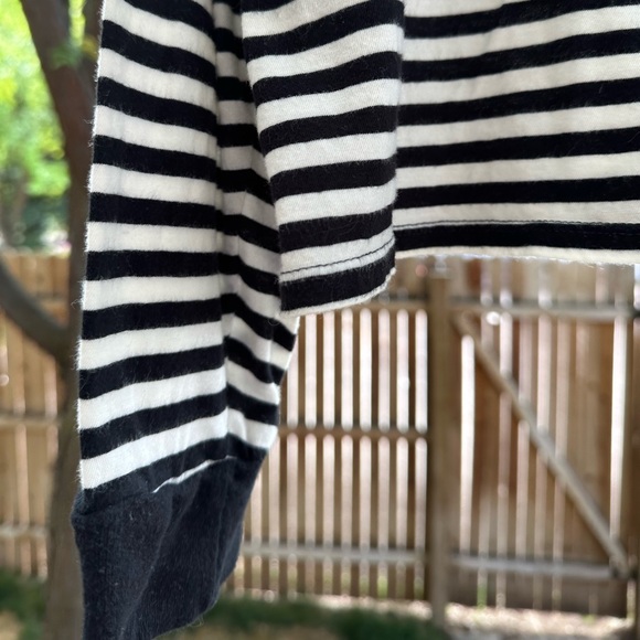 Amuse Society Honey Striped Long Sleeve Cropped Top Shirt Black Off White Large - Picture 11 of 16